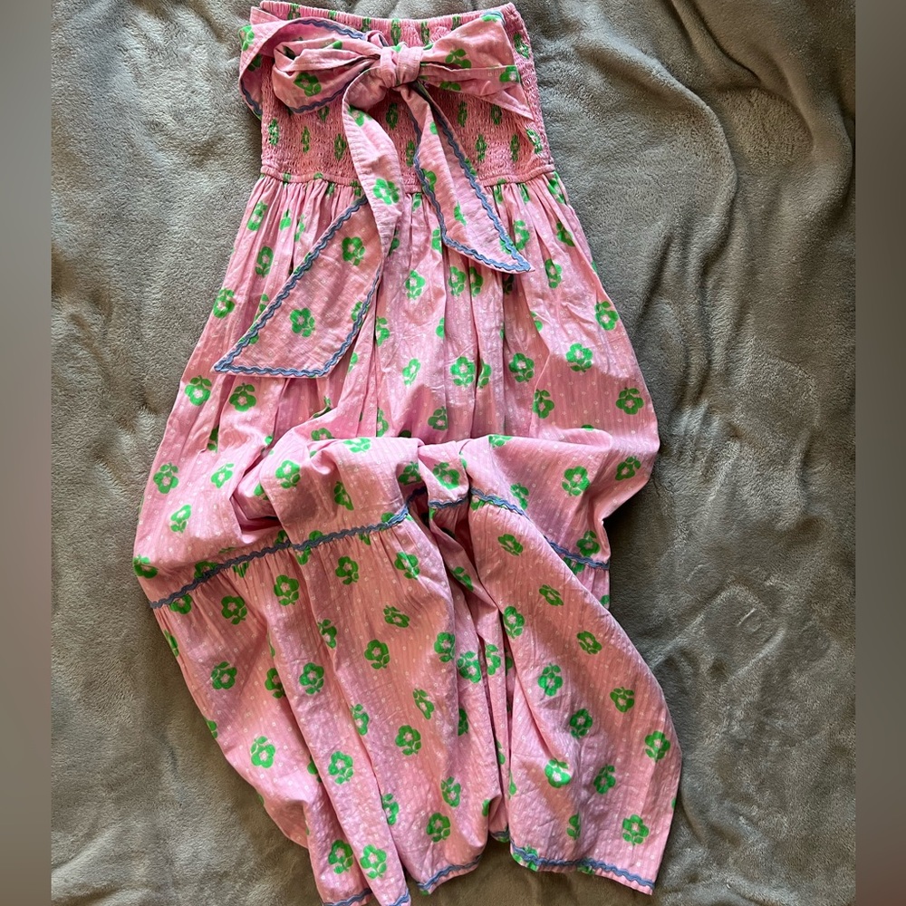 BRAND NEW! Damson Madder 
Women's Purple Pia Floral Cotton-seersucker Midi Dress